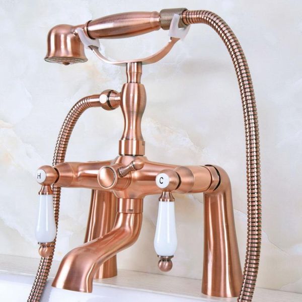 deck mount claw-foot bathtub faucet tub filler handheld shower antique red copper brass dual ceramic handles ana173 bathroom sets
deck mount claw-foot bathtub faucet tub filler handheld shower antique red copper brass dual ceramic handles ana173 bathroom sets