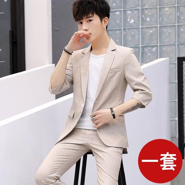 men's suits & blazers summer seven-point sleeve suit hair stylist self-cultivation personality half nine point pants two-piece sets, White;black
men's suits & blazers summer seven-point sleeve suit hair stylist self-cultivation personality half nine point pants two-piece sets, White;black