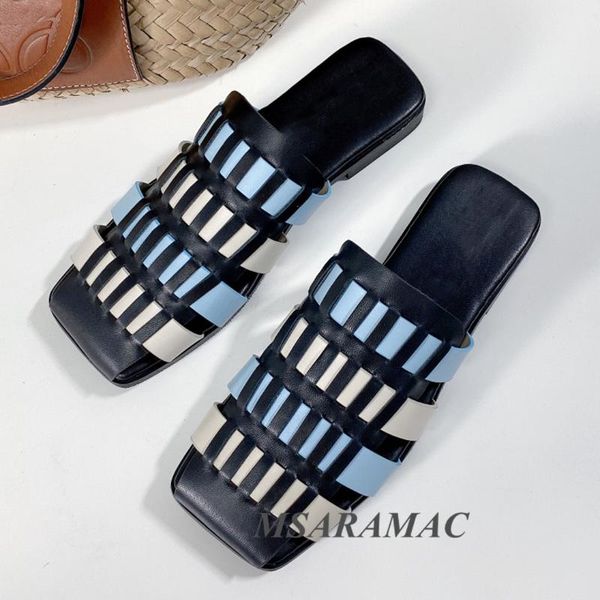 slippers summer hollow woven flat mule shoes leather square toe outer wear fashion woman designer, Black
slippers summer hollow woven flat mule shoes leather square toe outer wear fashion woman designer, Black