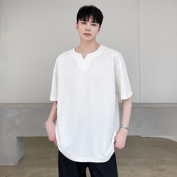 men's t-shirts summer minimalist solid color small v-neck short sleeve t-shirt loose ruffian handsome design versatile casual half, White;black
men's t-shirts summer minimalist solid color small v-neck short sleeve t-shirt loose ruffian handsome design versatile casual half, White;black