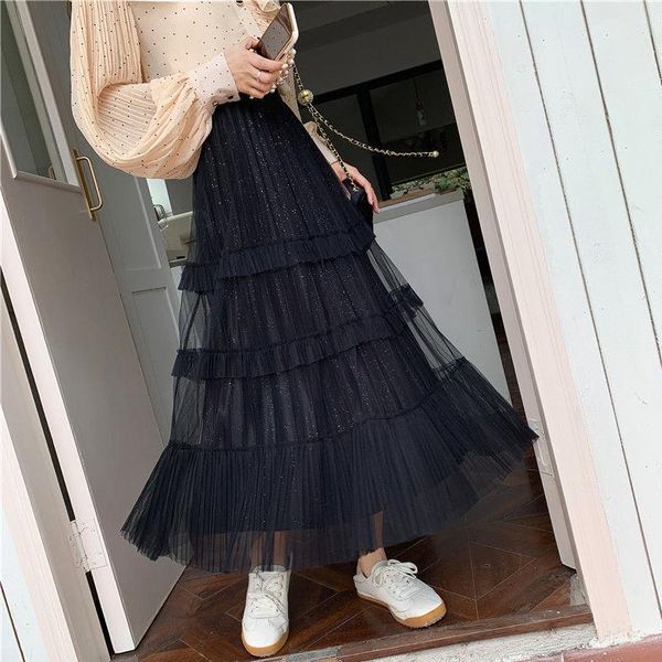 skirts women 2021 summer lace patchwork mesh midi female elastic waist pleated skirt ladies chiv a line long tulle s121, Black
skirts women 2021 summer lace patchwork mesh midi female elastic waist pleated skirt ladies chiv a line long tulle s121, Black