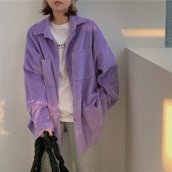 women's blouses & shirts deeptown korean style y2k purple corduroy shirt women fall 2021 fashion vintage oversize cardigan long sleeve, White
women's blouses & shirts deeptown korean style y2k purple corduroy shirt women fall 2021 fashion vintage oversize cardigan long sleeve, White
