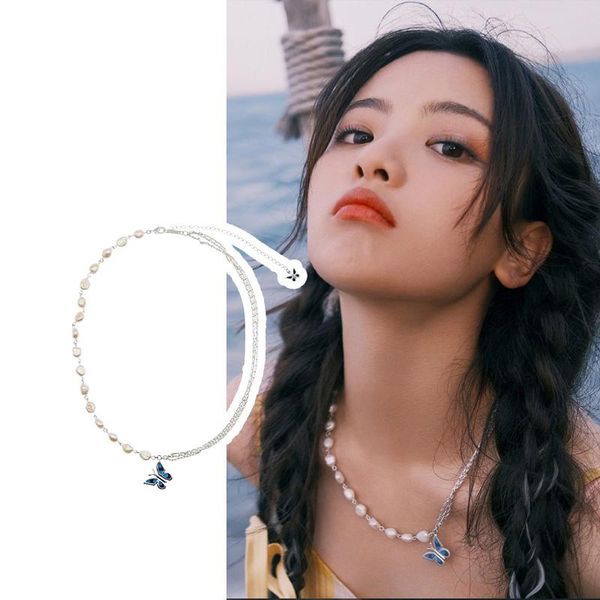 chains blue butterfly irregular pearl necklace yang chaoyue the same style of clavicle chain cuban minority design t-shirt, Silver
chains blue butterfly irregular pearl necklace yang chaoyue the same style of clavicle chain cuban minority design t-shirt, Silver