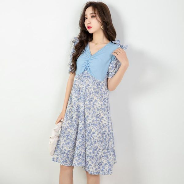 plus size v-neck maternity summer dress fashion floral patchwork puff sleeve pregnant women chiffon loose sweet dresses, White
plus size v-neck maternity summer dress fashion floral patchwork puff sleeve pregnant women chiffon loose sweet dresses, White