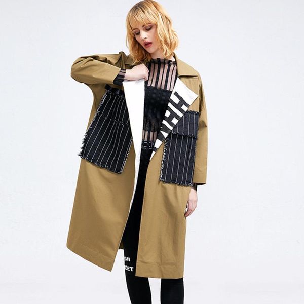 women's trench coats long patchwork windbreaker women vintage spring ladies coat chinese japan style retro woman of autumn 77, Tan;black
women's trench coats long patchwork windbreaker women vintage spring ladies coat chinese japan style retro woman of autumn 77, Tan;black