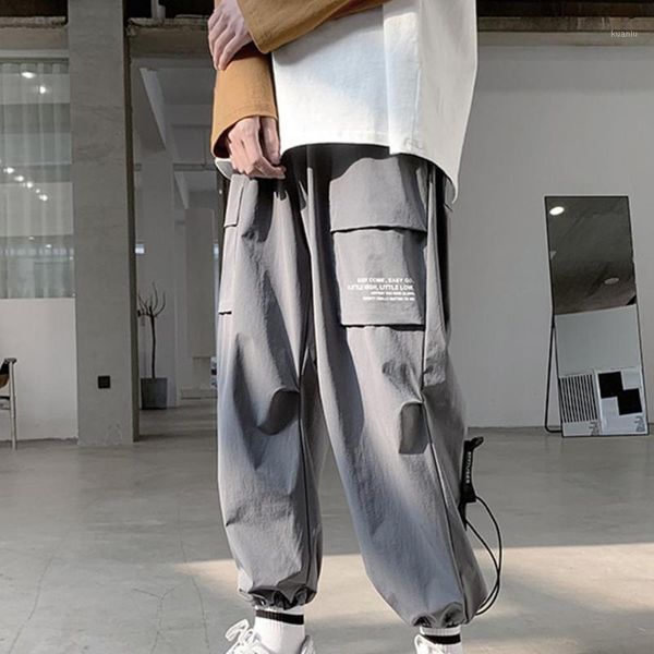 men's pants men multi pockets sports long cargo work trousers thin sweatpants ankle tied loose, Black
men's pants men multi pockets sports long cargo work trousers thin sweatpants ankle tied loose, Black