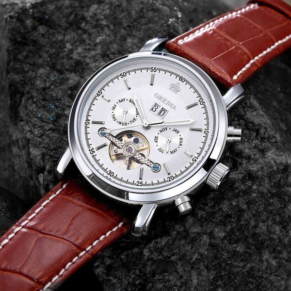 orkina tourbillion mode wave brown white clock multifunctional display mens automatic mechanical watches brand luxury 2021, Slivery;brown
orkina tourbillion mode wave brown white clock multifunctional display mens automatic mechanical watches brand luxury 2021, Slivery;brown