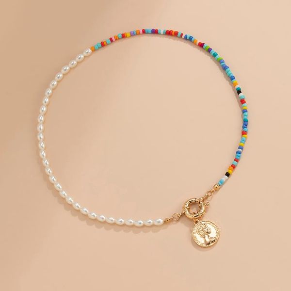 pendant necklaces bohemia small pearl rainbow beads choker necklace for women asymmetry chain with coin neck 2021 fashion jewelry, Silver
pendant necklaces bohemia small pearl rainbow beads choker necklace for women asymmetry chain with coin neck 2021 fashion jewelry, Silver