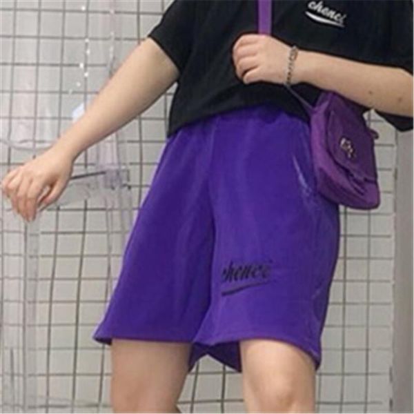 women's shorts women letter embroidery high waist 2021 summer korean casual loose tide personality straight couple satin, White;black
women's shorts women letter embroidery high waist 2021 summer korean casual loose tide personality straight couple satin, White;black