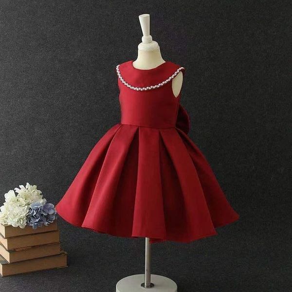 girl's dresses flower girls illusion o-neck sleeveless jersey embroidery bow knee-length luxury burgundy kids party princess gown f401, Red;yellow
girl's dresses flower girls illusion o-neck sleeveless jersey embroidery bow knee-length luxury burgundy kids party princess gown f401, Red;yellow