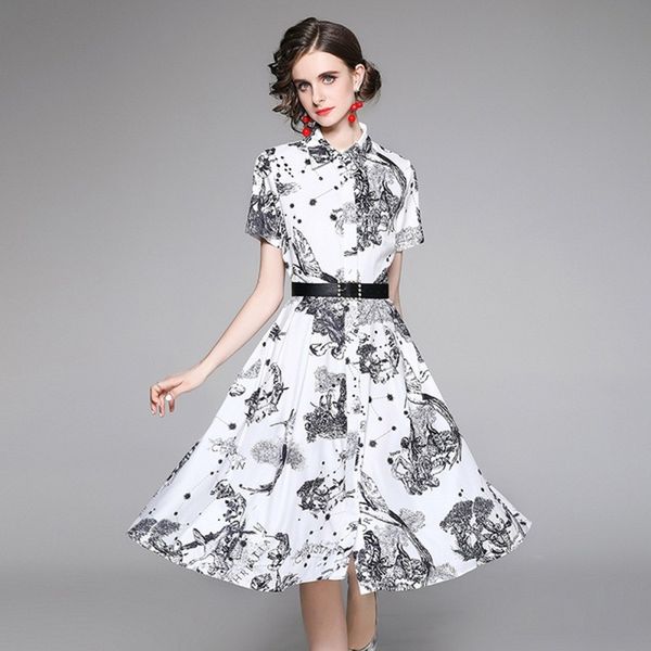 summer fashion runway women turn down collar short sleeve single-breasted print shirt holiday dresses with belt 210514, Black;gray
summer fashion runway women turn down collar short sleeve single-breasted print shirt holiday dresses with belt 210514, Black;gray