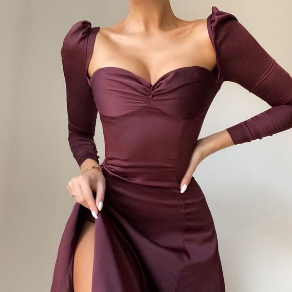 lady party casual dress womens strapless bodycon stretch midi solid split club long sleeve autumn 210517, Black;gray
lady party casual dress womens strapless bodycon stretch midi solid split club long sleeve autumn 210517, Black;gray
