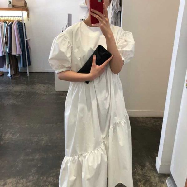 summer vintage loose high waist slim was thin elegant splice puff sleeve irregular pleating maxi dress 210601, Black;gray
summer vintage loose high waist slim was thin elegant splice puff sleeve irregular pleating maxi dress 210601, Black;gray