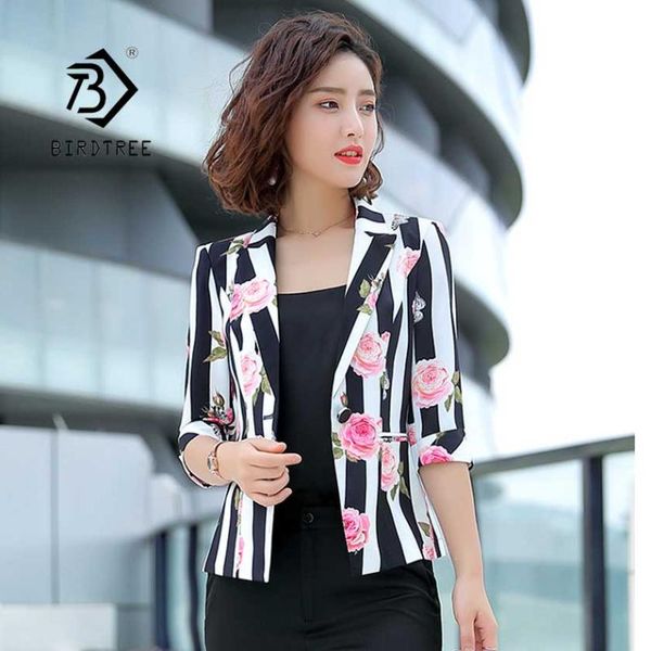 women's suits & blazers 2021 striped print flower short blazer jacket single button casual style female lady slim coat s c96122z, White;black
women's suits & blazers 2021 striped print flower short blazer jacket single button casual style female lady slim coat s c96122z, White;black