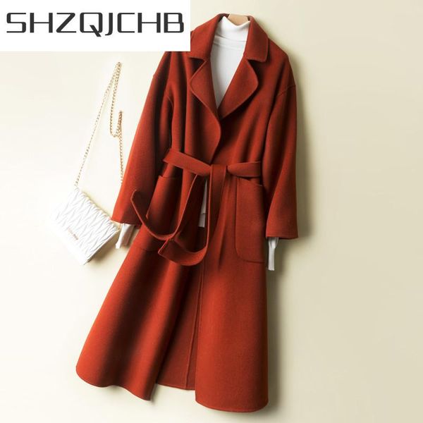 women's wool & blends shzq winter 100% coat women autumn clothes 2021 korean elegant long woolen jacket belt ladies casaco feminino hiv, Black
women's wool & blends shzq winter 100% coat women autumn clothes 2021 korean elegant long woolen jacket belt ladies casaco feminino hiv, Black