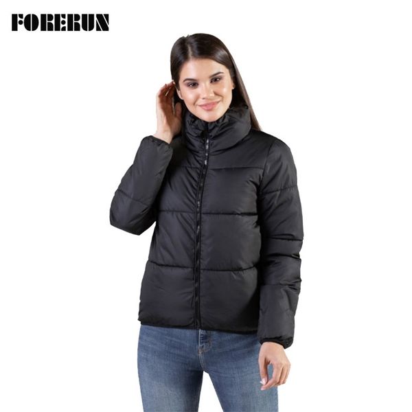 forerun 8 colors oversized bubble jacket women winter puffer coat stand collar mint green thicken parka winterjas dames 210910, Black 
forerun 8 colors oversized bubble jacket women winter puffer coat stand collar mint green thicken parka winterjas dames 210910, Black