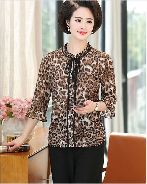 women's blouses & shirts summer 2021 middle-aged women fashion leopard blouse floral casual chiffon t508, White
women's blouses & shirts summer 2021 middle-aged women fashion leopard blouse floral casual chiffon t508, White