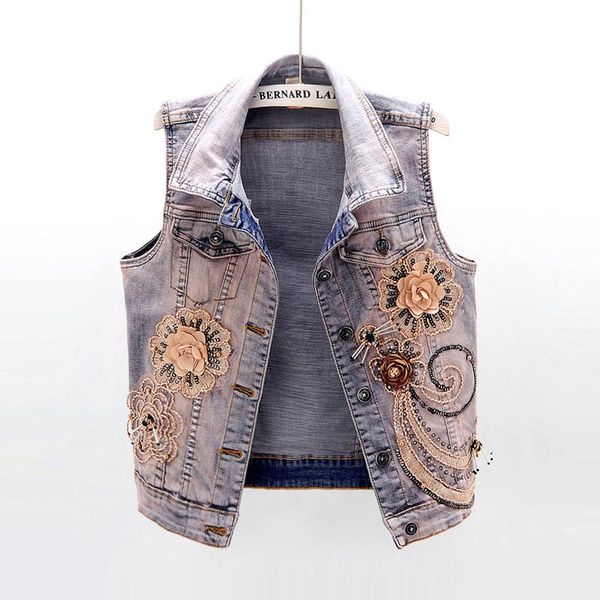 women's vests korean beading embroidery flower short denim vest women waistcoat vintage elasticity washed blue jeans sleeveless jacket, Black;white
women's vests korean beading embroidery flower short denim vest women waistcoat vintage elasticity washed blue jeans sleeveless jacket, Black;white