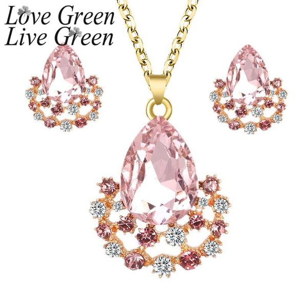 earrings & necklace pink jewelry sets gold filled water drop pendant crystal jewelri set flower luxury wedding, Silver
earrings & necklace pink jewelry sets gold filled water drop pendant crystal jewelri set flower luxury wedding, Silver