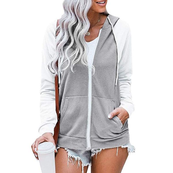 women's jackets 2021 womens zipper drawstring hoodie coat ladies loose patchwork sleeve jacket pockets outwear clothing ropa mujer, Black;brown
women's jackets 2021 womens zipper drawstring hoodie coat ladies loose patchwork sleeve jacket pockets outwear clothing ropa mujer, Black;brown