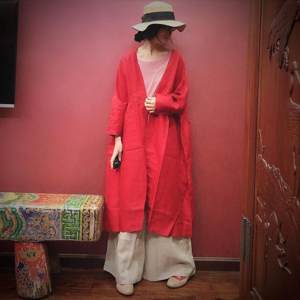 women's trench coats johnature women vintage linen 2021 spring loose solid color chinese style casual, Tan;black
women's trench coats johnature women vintage linen 2021 spring loose solid color chinese style casual, Tan;black