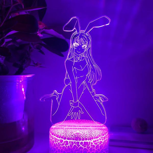 night lights anime girl illusion 3d led light waifu mai sakurajima 16color changing usb home party atmosphere lamp toys
night lights anime girl illusion 3d led light waifu mai sakurajima 16color changing usb home party atmosphere lamp toys