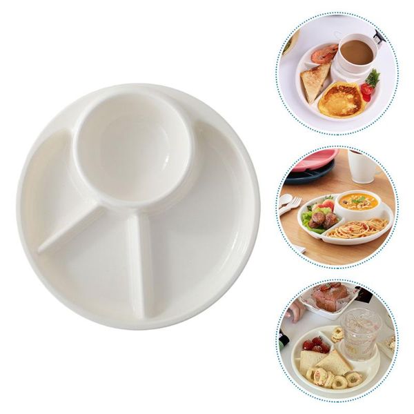 dishes & plates 1pc divided dinner plate diet dining home tableware (white)