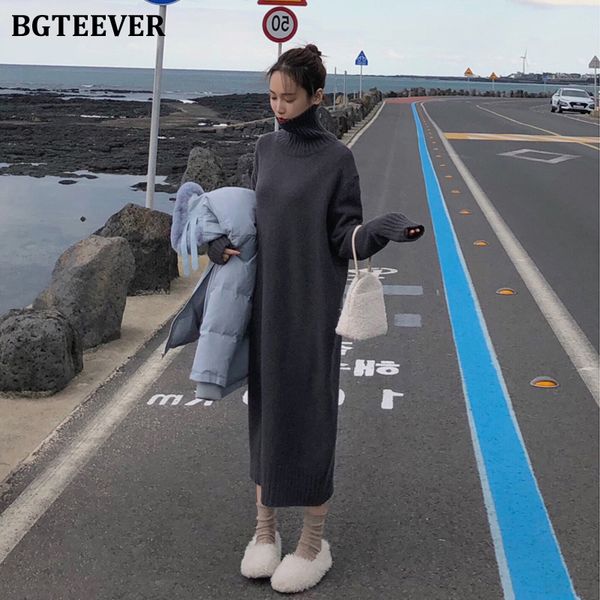 bgteever vintage loose turtleneck long sweater dress women full sleeve warm pullover knitted female dress 2021 winter vestidos, Black;gray
bgteever vintage loose turtleneck long sweater dress women full sleeve warm pullover knitted female dress 2021 winter vestidos, Black;gray