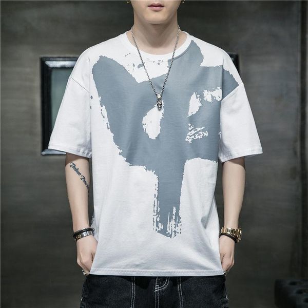 men's t-shirts short-sleeved cotton casual t-shirt 2021 fashion loose large size ice silk japanese western-style top, White;black
men's t-shirts short-sleeved cotton casual t-shirt 2021 fashion loose large size ice silk japanese western-style top, White;black