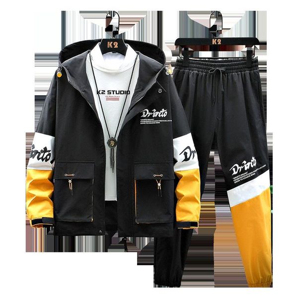 men's tracksuits brand casual sports suit spring and autumn hooded jacket korean style trendy handsome trousers with two-piece, Gray
men's tracksuits brand casual sports suit spring and autumn hooded jacket korean style trendy handsome trousers with two-piece, Gray