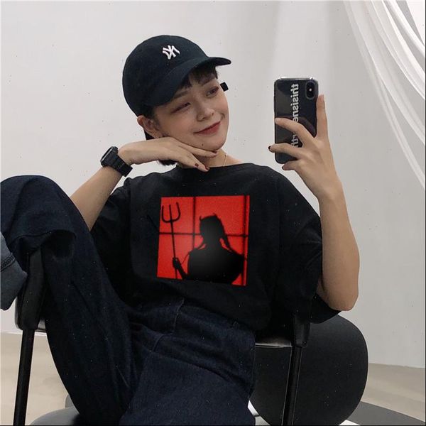 european womens t shirt summer fun trend casual devil cute print punk harajuku black handsome small fashion clothing, White
european womens t shirt summer fun trend casual devil cute print punk harajuku black handsome small fashion clothing, White