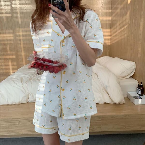 cherry summer pajamas set cotton womens sleepwears short sleeve elastic waist homewear 2 piece cute home suit y406, Black;red
cherry summer pajamas set cotton womens sleepwears short sleeve elastic waist homewear 2 piece cute home suit y406, Black;red