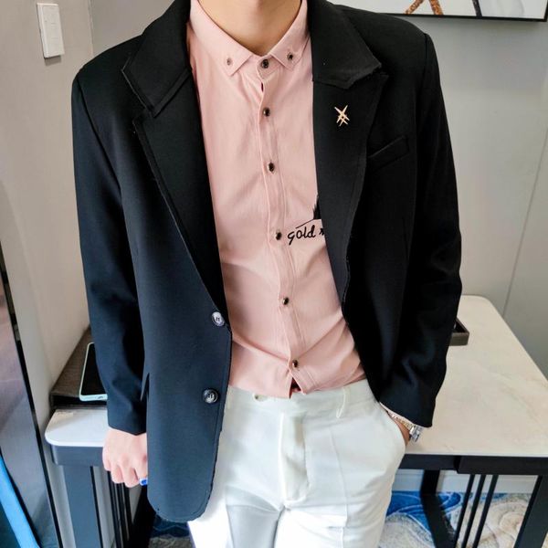 men's suits & blazers british man blazer homme prom for men 2021 korean style gentleman mens stylish blue black streetwear casual, White;black
men's suits & blazers british man blazer homme prom for men 2021 korean style gentleman mens stylish blue black streetwear casual, White;black