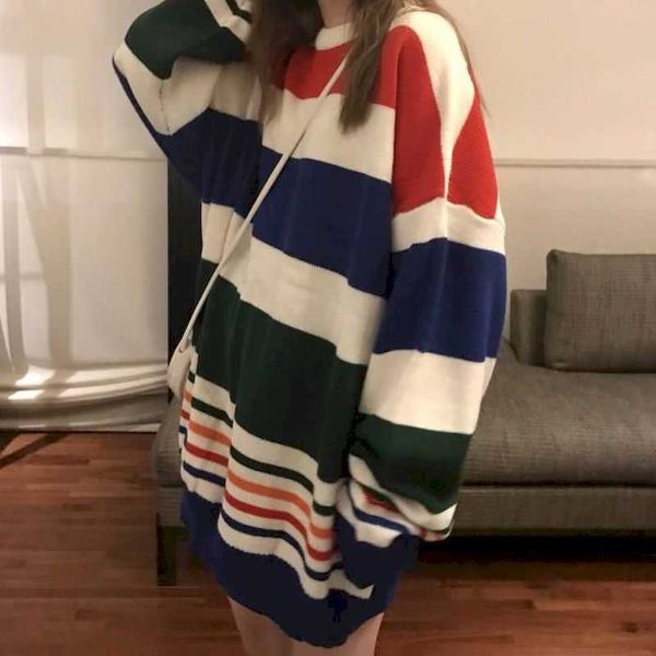 sweater women autumn and winter lazy striped sweater girl students sweet korean loose round neck all-match coat trend 210526, White;black
sweater women autumn and winter lazy striped sweater girl students sweet korean loose round neck all-match coat trend 210526, White;black