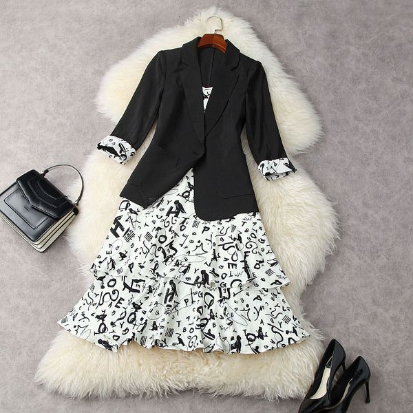 two piece dress summer 3/4 sleeve notched-lapel black / ivory blazers + spaghetti strap ruffle mid-calf suits 2 s set 21a062028 4utu, White
two piece dress summer 3/4 sleeve notched-lapel black / ivory blazers + spaghetti strap ruffle mid-calf suits 2 s set 21a062028 4utu, White