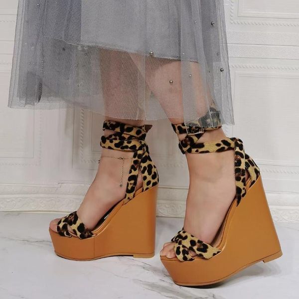 sandals large size 36-47 lady leopard wedged platform shoes summer ankle straps gladiator sandalias mujer chunky high heels, Black
sandals large size 36-47 lady leopard wedged platform shoes summer ankle straps gladiator sandalias mujer chunky high heels, Black
