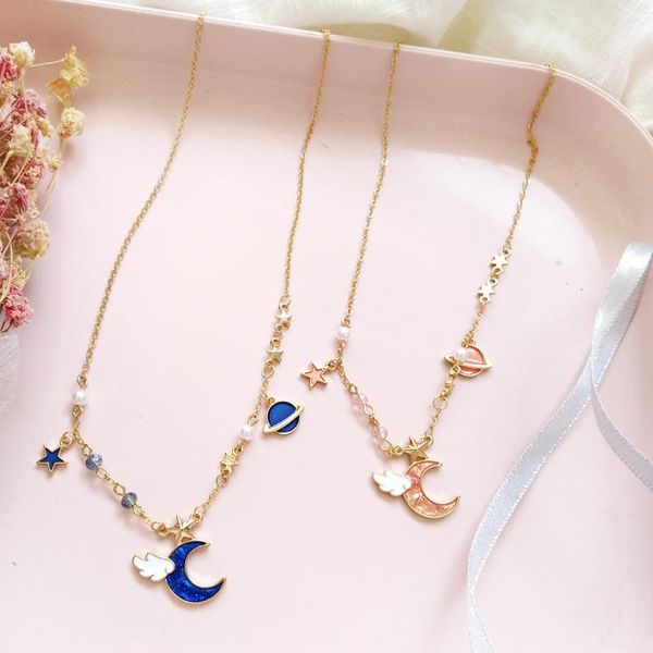 chains japanese dream moon angel necklace temperament wild earth five-pointed star student girl jewelry, Silver
chains japanese dream moon angel necklace temperament wild earth five-pointed star student girl jewelry, Silver
