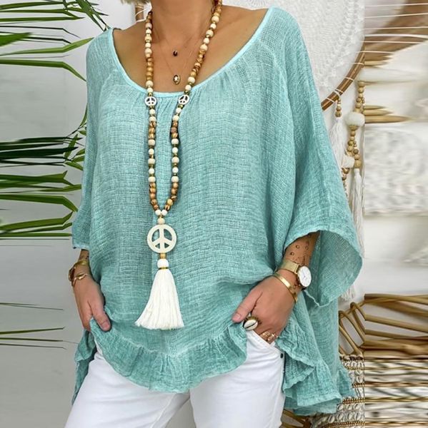 women's blouses & shirts summer women blouse 5xl plus size linen three quarter sleeve beach shirt office work blusas feminina, White
women's blouses & shirts summer women blouse 5xl plus size linen three quarter sleeve beach shirt office work blusas feminina, White