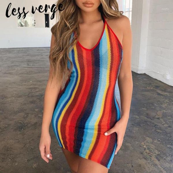 lessverge rainbow striped halter bodycon mini women dress backless hollow out knitted cover up beach dress party club1, Black;gray
lessverge rainbow striped halter bodycon mini women dress backless hollow out knitted cover up beach dress party club1, Black;gray