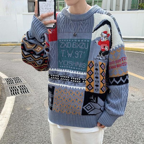 men's sweaters mens oversize pullovers hip hop streetwear harajuku knitted loose pullover casual fashion, White;black 
men's sweaters mens oversize pullovers hip hop streetwear harajuku knitted loose pullover casual fashion, White;black