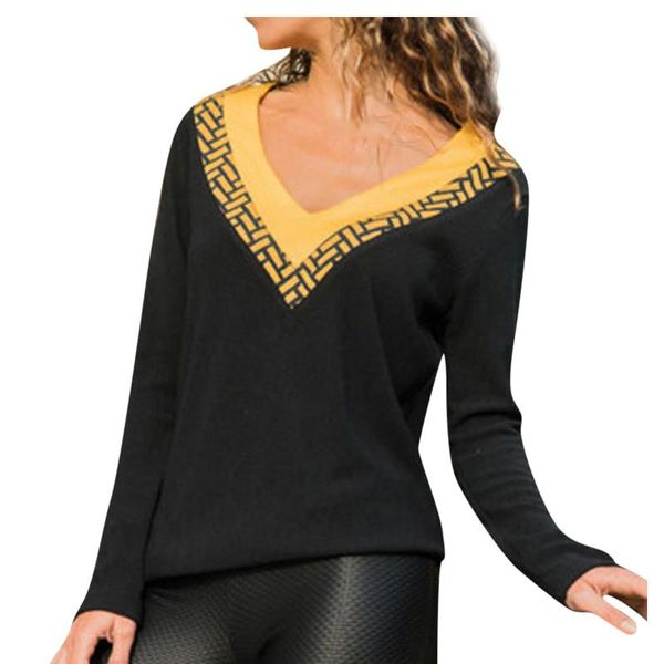 women's blouses & shirts women stitching blouse v-neck long-sleeved threaded fabric casual loose elegant for camisas de mujer 40#, White
women's blouses & shirts women stitching blouse v-neck long-sleeved threaded fabric casual loose elegant for camisas de mujer 40#, White