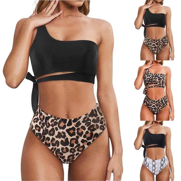 women's swimwear 2021 women high waist bikini swimsuit female bandeau one shoulder brazilian biquini set bathing suit bather, White;black
women's swimwear 2021 women high waist bikini swimsuit female bandeau one shoulder brazilian biquini set bathing suit bather, White;black