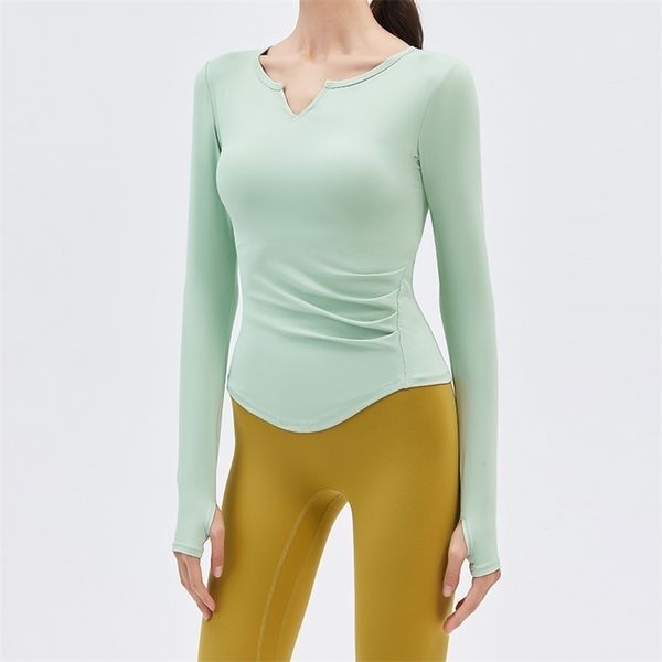 2021 autumn and winter new yoga clothes long sleeve t-shirt running sports v-neck nude fitness women's breast pad
2021 autumn and winter new yoga clothes long sleeve t-shirt running sports v-neck nude fitness women's breast pad