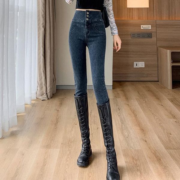women's jeans washed stretch dark high waist denim gray cotton elastic slim trousers urban casual women, Blue
women's jeans washed stretch dark high waist denim gray cotton elastic slim trousers urban casual women, Blue
