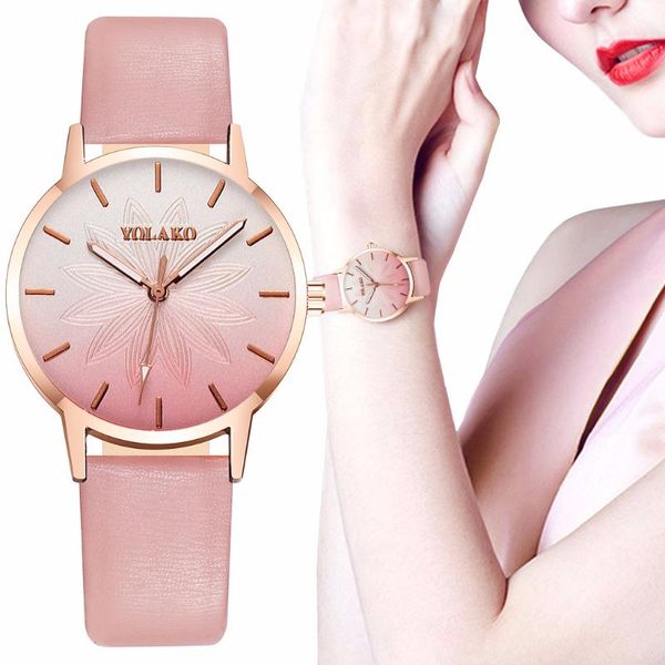 wristwatches yolako brand women leather gradient color flower watch luxury ladies quartz clock relogio feminino, Slivery;brown
wristwatches yolako brand women leather gradient color flower watch luxury ladies quartz clock relogio feminino, Slivery;brown