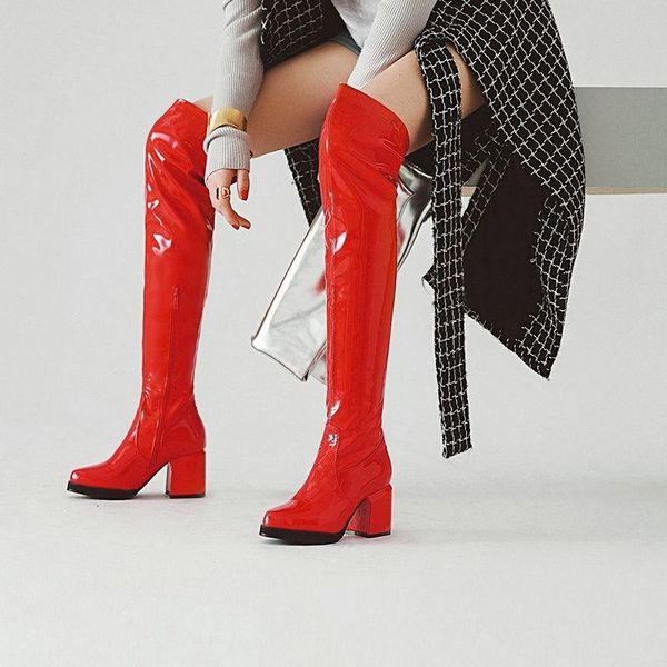 boots women's patent leather thick heel show thin high over knee large size 43 pole dance, Black
boots women's patent leather thick heel show thin high over knee large size 43 pole dance, Black