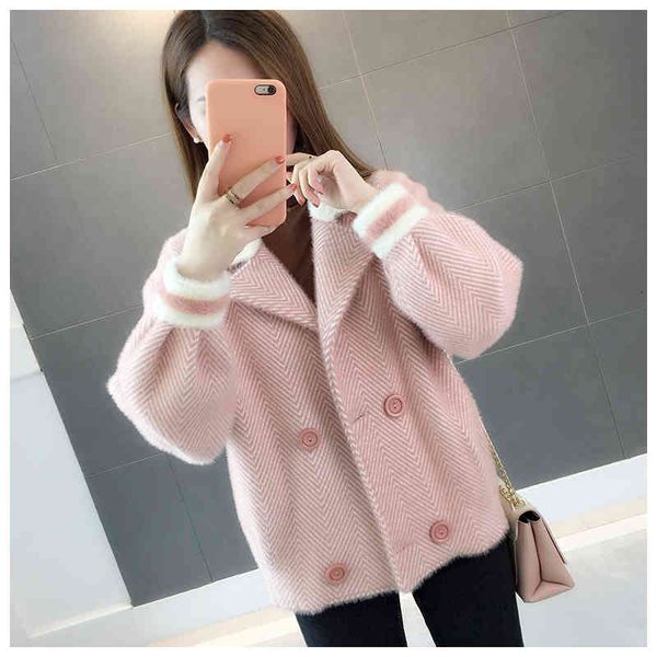 women's trench coats imitation mink knitted cardigan sweater women autumn winter small coat thick loose knit shirt female jac, Tan;black
women's trench coats imitation mink knitted cardigan sweater women autumn winter small coat thick loose knit shirt female jac, Tan;black