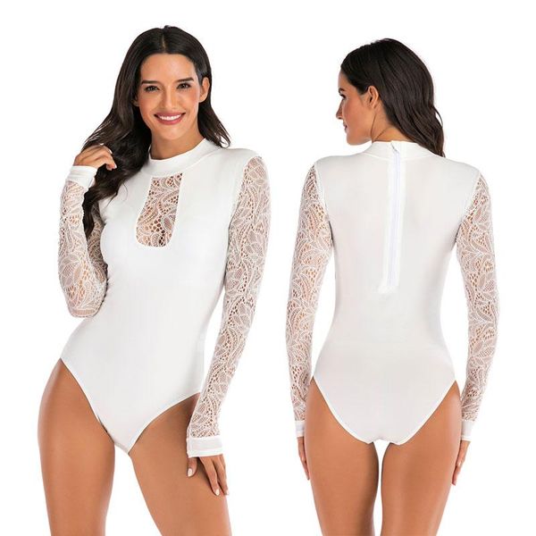 bikinis set women's white lace long sleeve one piece swimsuit see through rash guard swimwear back zip bathing suit sun protection
bikinis set women's white lace long sleeve one piece swimsuit see through rash guard swimwear back zip bathing suit sun protection