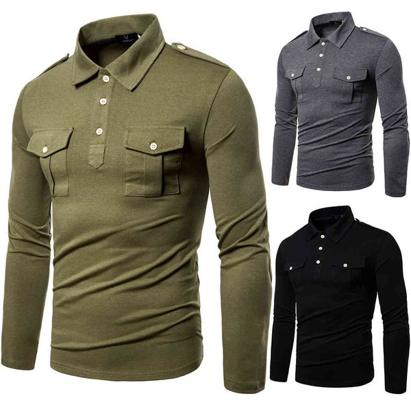 Fashion Polo Shirt Men' Military Style European Size 2021 Autumn Solid Color Lapel Long Sleeve T-shirt for Men, Black
Fashion Polo Shirt Men' Military Style European Size 2021 Autumn Solid Color Lapel Long Sleeve T-shirt for Men, Black