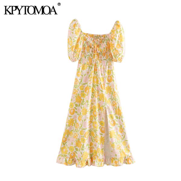 women elegant fashion floral print smocked stretchy midi dress tie neck short sleeve slit female dresses vestidos 210416, Black;gray
women elegant fashion floral print smocked stretchy midi dress tie neck short sleeve slit female dresses vestidos 210416, Black;gray